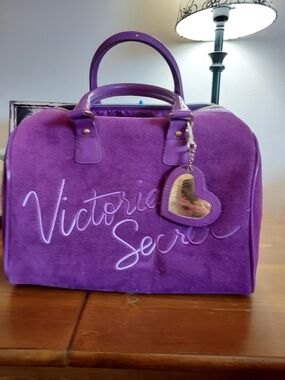 Victoria's Secret Purple Suede Travel Tote Or Make-up Bag